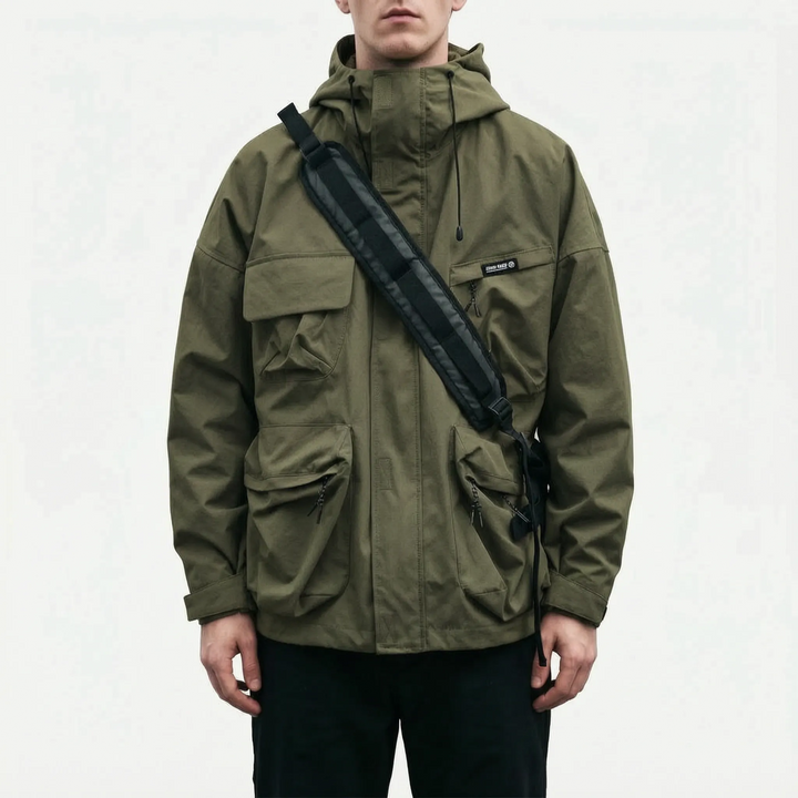 Jas heren | Outdoor jas met capuchon en cargozakken