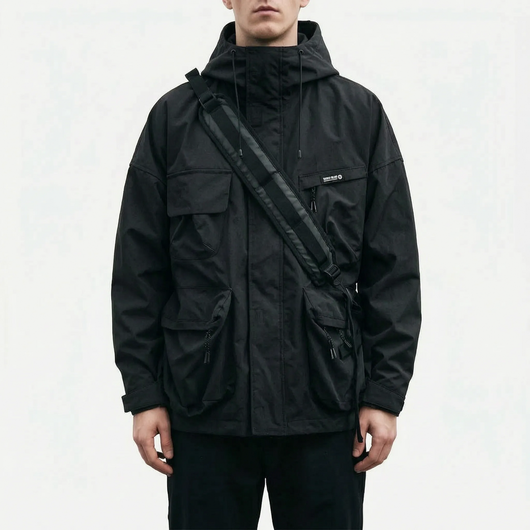 Jas heren | Outdoor jas met capuchon en cargozakken