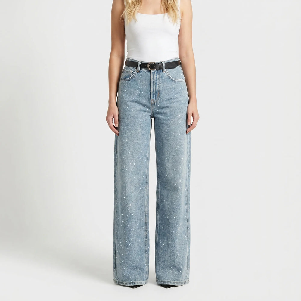 Jeans dames | High waist wide leg met glitter details