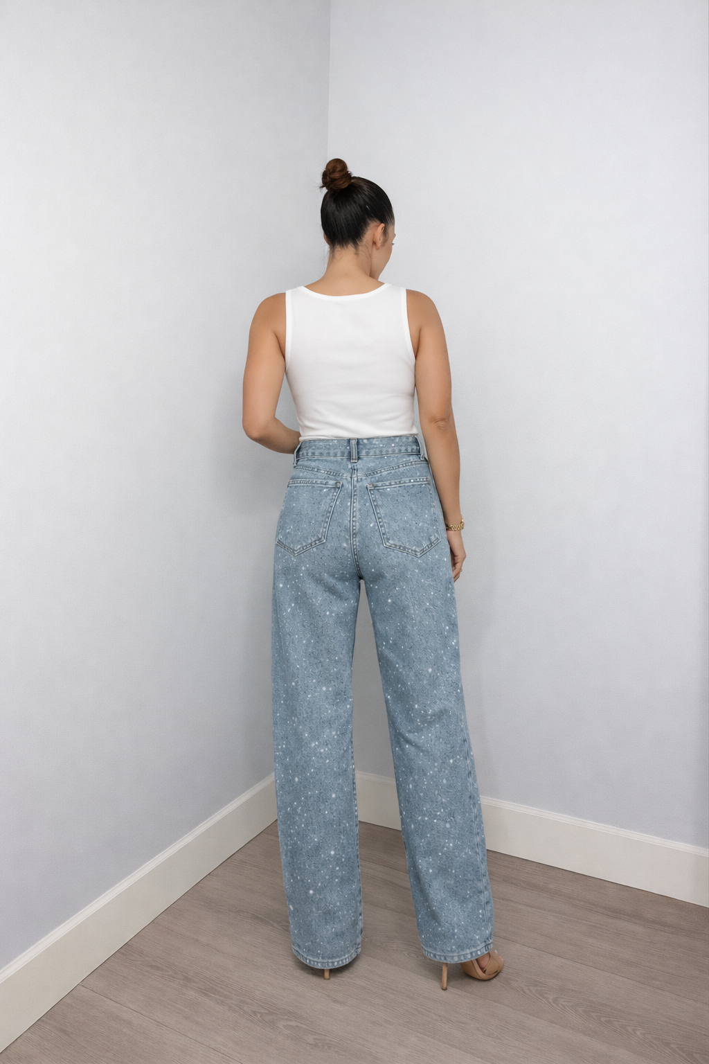 Jeans dames | High waist wide leg met glitter details