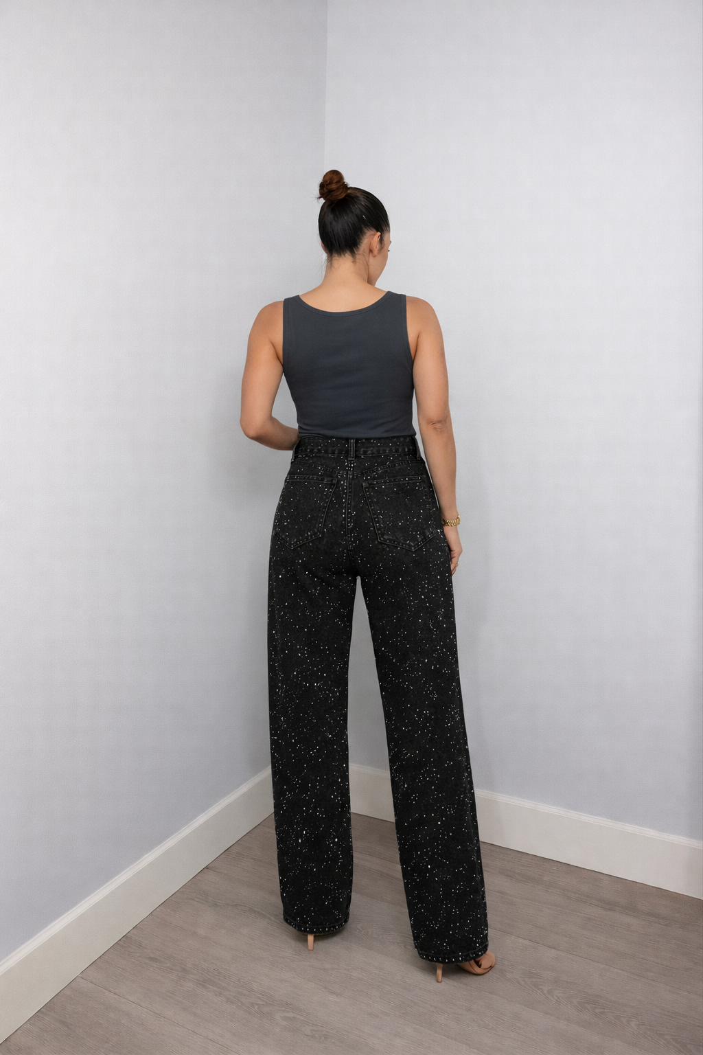 Jeans dames | High waist wide leg met glitter details