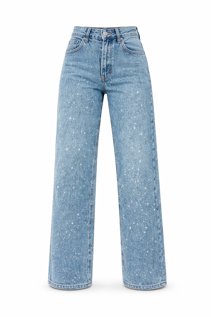 Jeans dames | High waist wide leg met glitter details