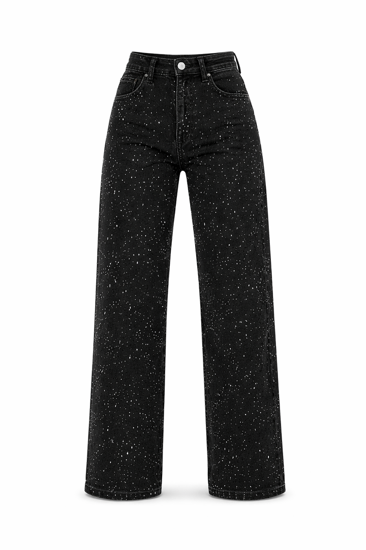 Jeans dames | High waist wide leg met glitter details