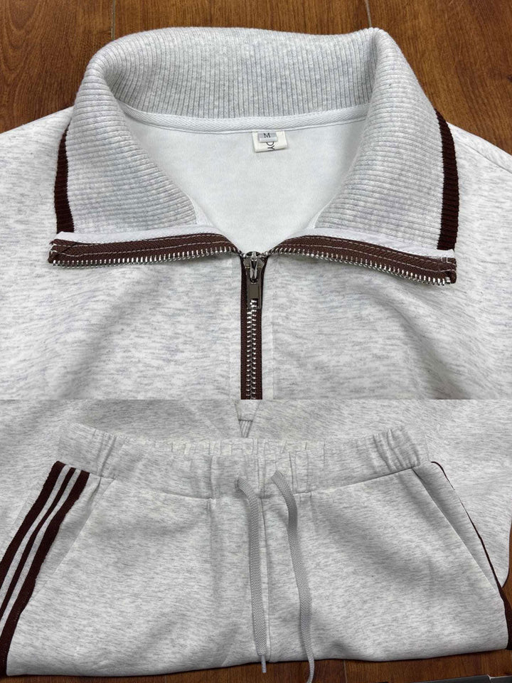 Jogging set dames | Half zip sweater loungewear met wijde broek