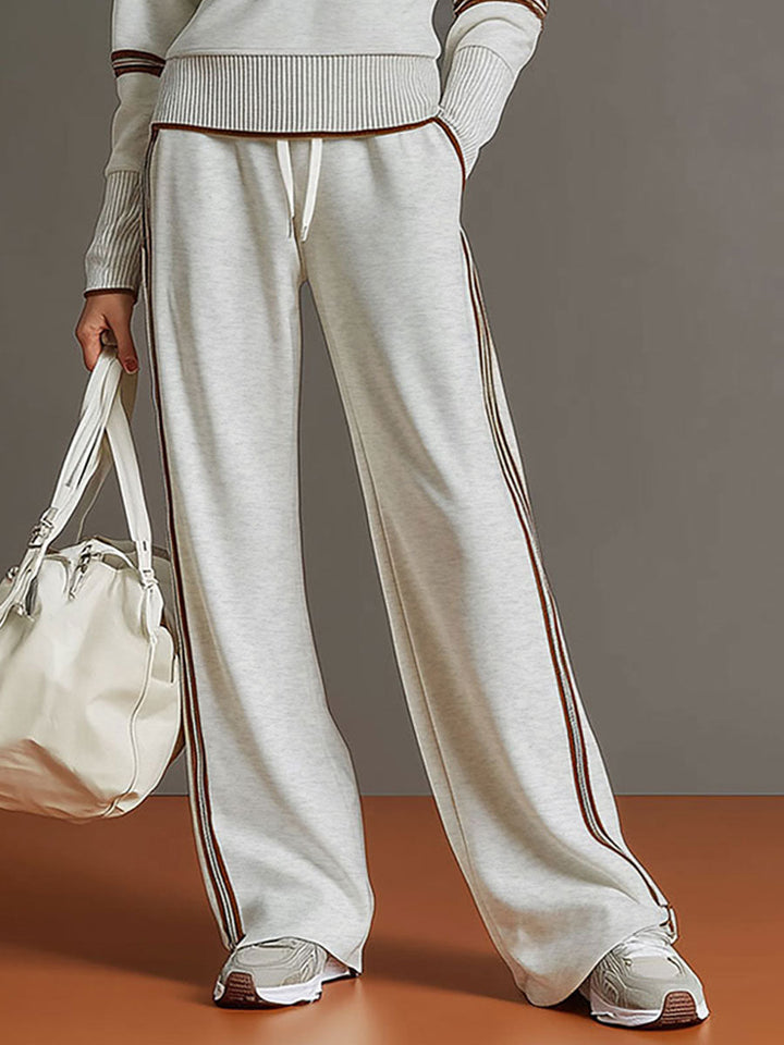 Jogging set dames | Half zip sweater loungewear met wijde broek