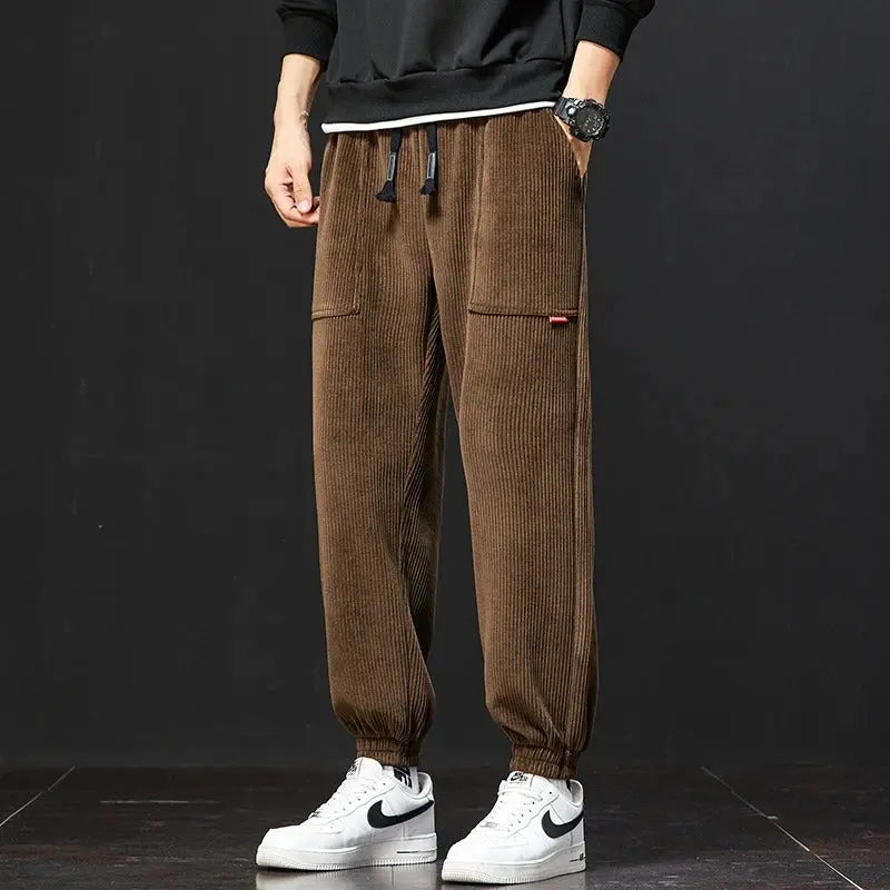 Joggingbroek heren | Corduroy sweatpants met elastische boorden