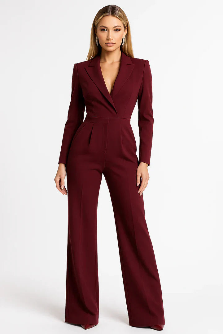 Jumpsuit dames | Blazer jumpsuit met v-hals en wide leg