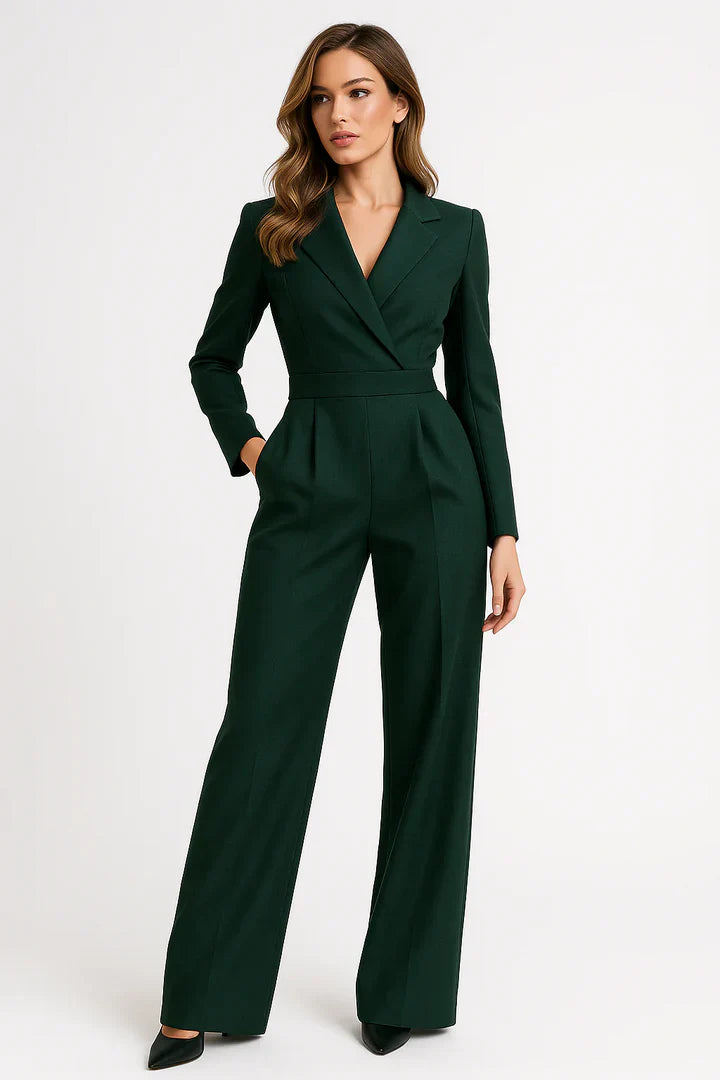 Jumpsuit dames | Blazer jumpsuit met v-hals en wide leg