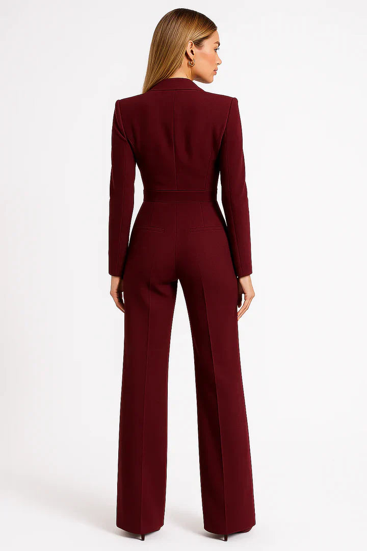 Jumpsuit dames | Blazer jumpsuit met v-hals en wide leg