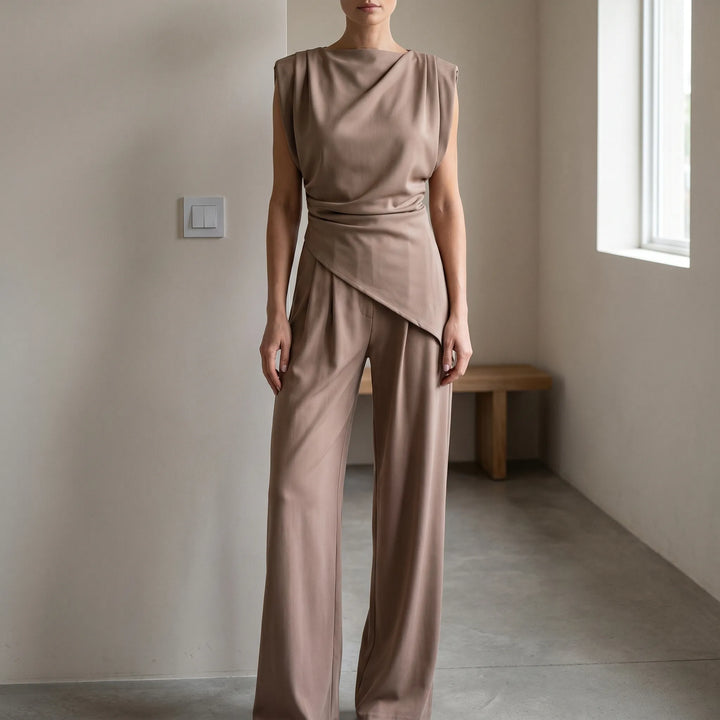 Jumpsuit dames | Elegante jumpsuit met wijde pijpen en plooidetail