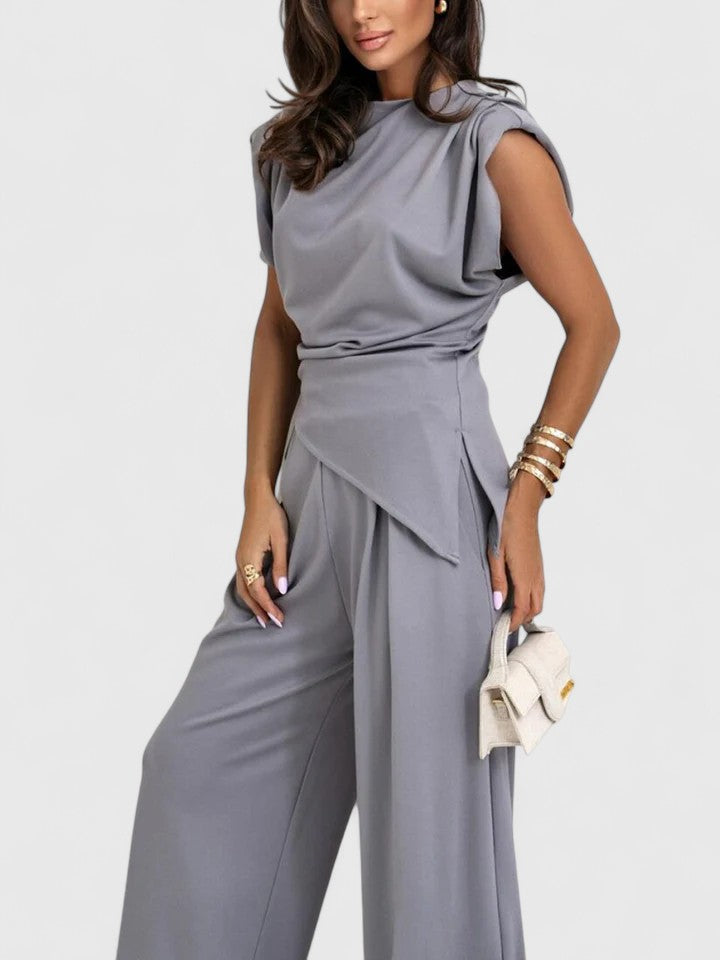 Jumpsuit dames | Elegante jumpsuit met wijde pijpen en plooidetail