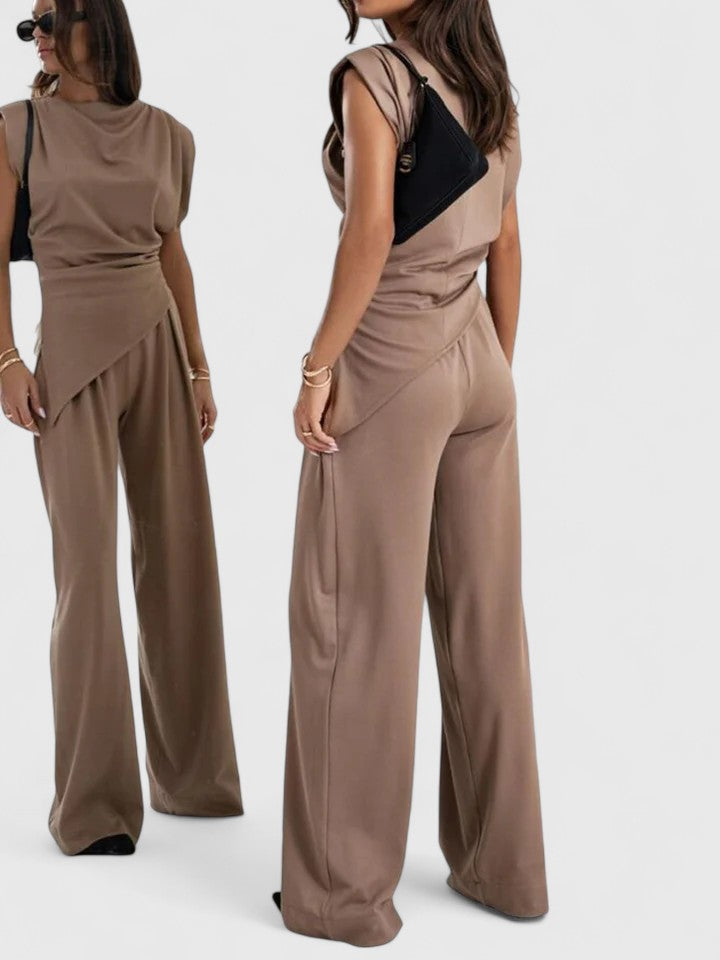 Jumpsuit dames | Elegante jumpsuit met wijde pijpen en plooidetail