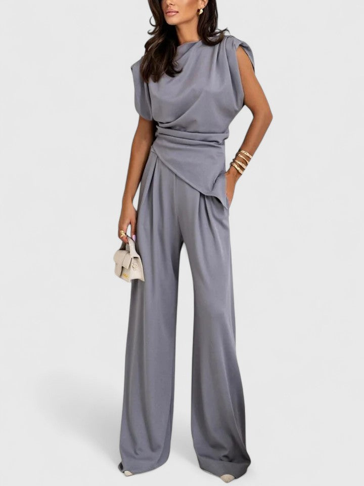 Jumpsuit dames | Elegante jumpsuit met wijde pijpen en plooidetail