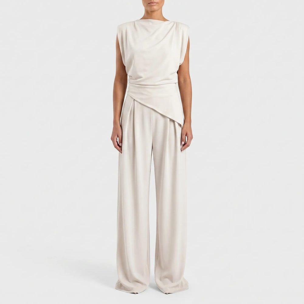 Jumpsuit dames | Elegante jumpsuit met wijde pijpen en plooidetail