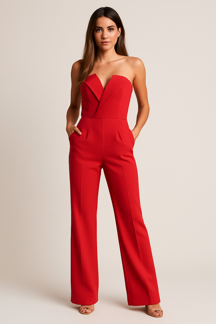 Jumpsuit dames | Mouwloze jumpsuit met wijde pijp