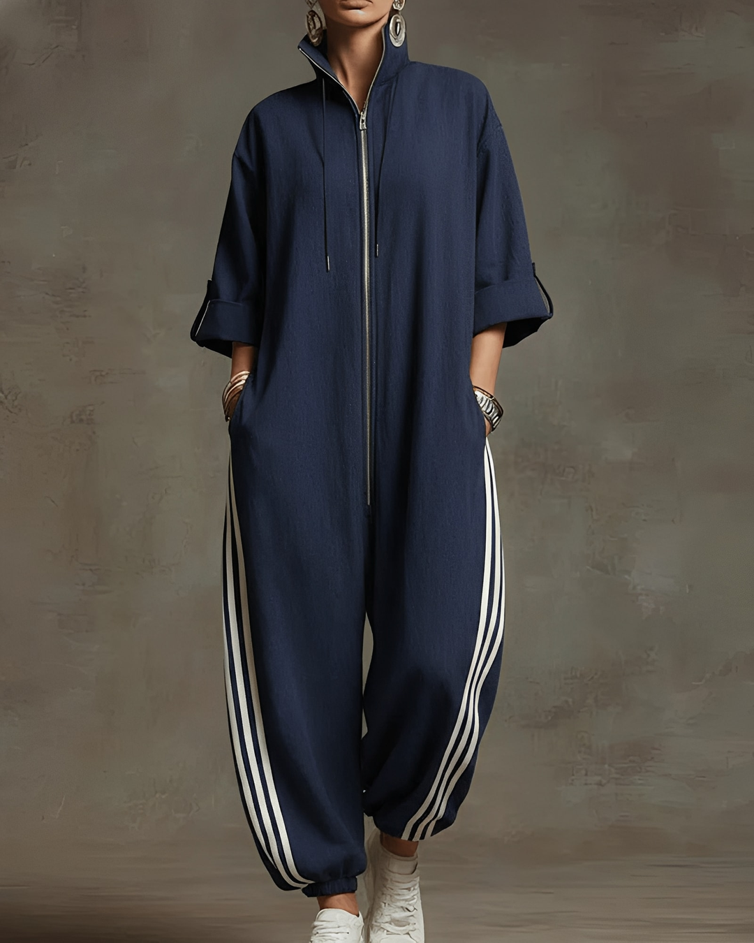 Jumpsuit dames | Oversized jumpsuit met rits en capuchon