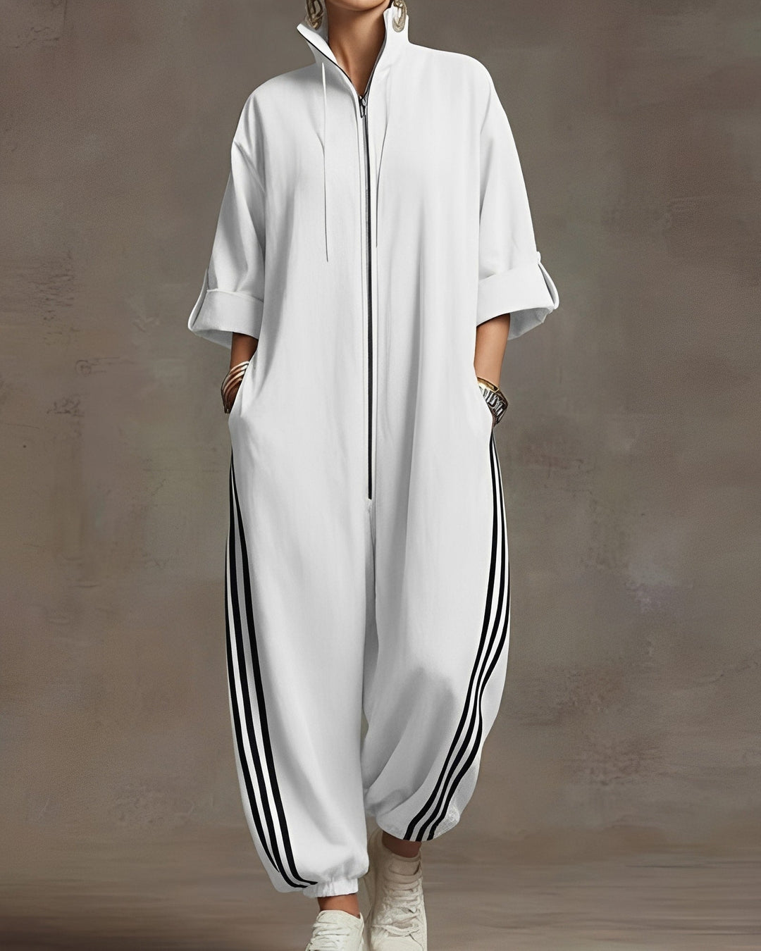 Jumpsuit dames | Oversized jumpsuit met rits en capuchon