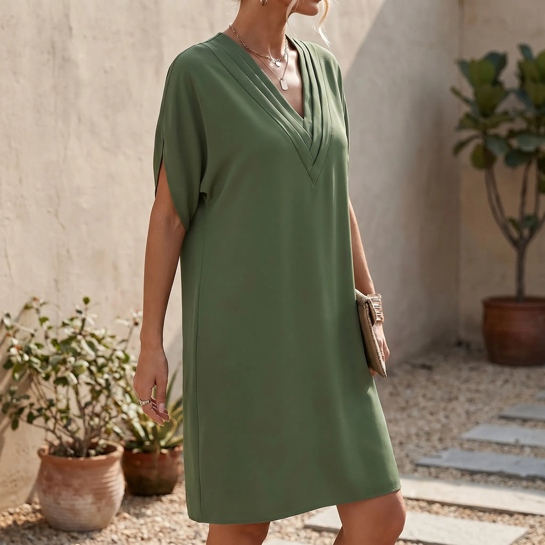 Jurk dames | Elegante midi jurk met tailleplooi