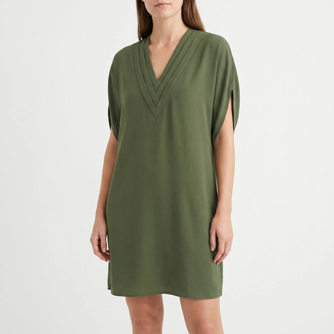 Jurk dames | Elegante midi jurk met tailleplooi