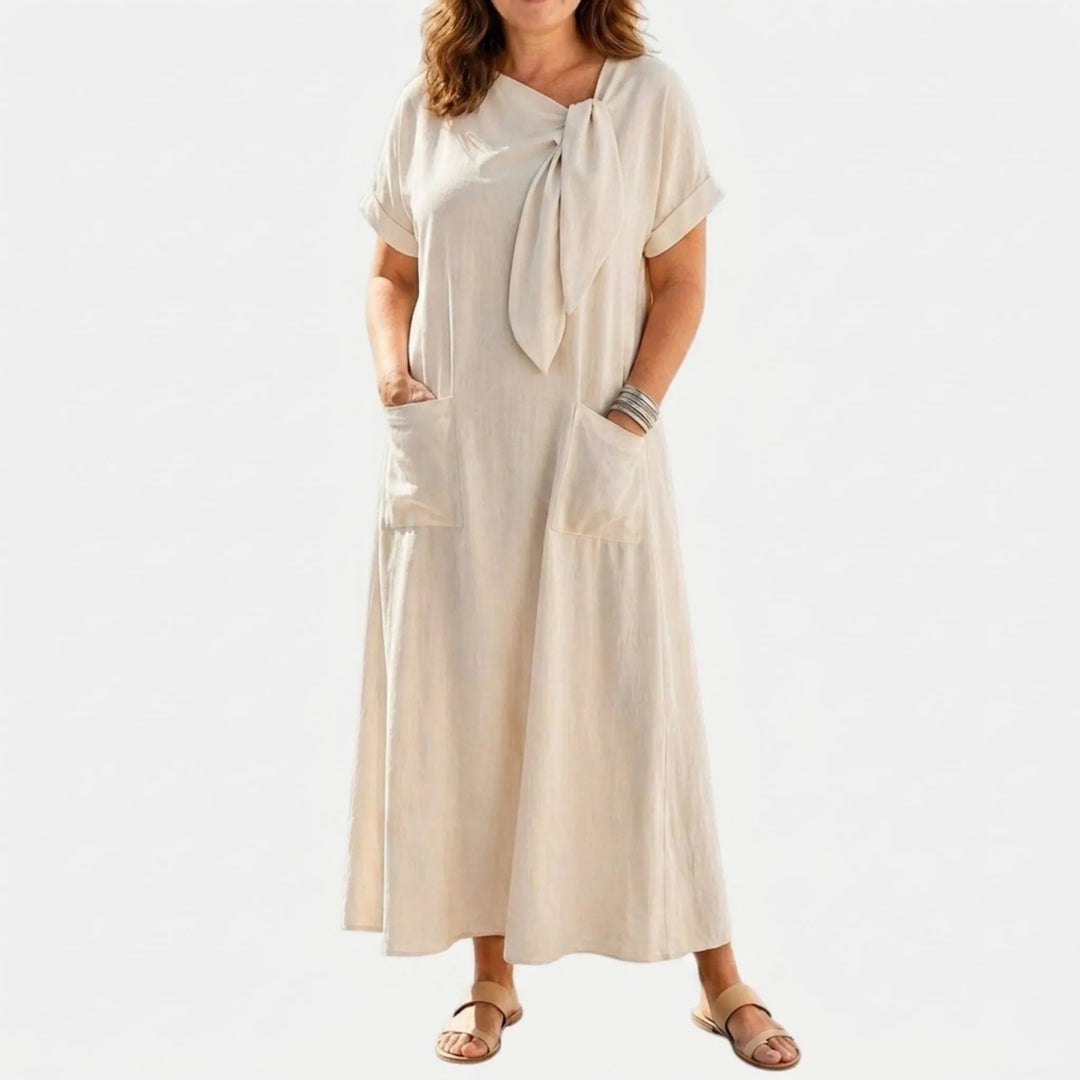 Jurk dames | Losvallende maxi jurk met strikdetail