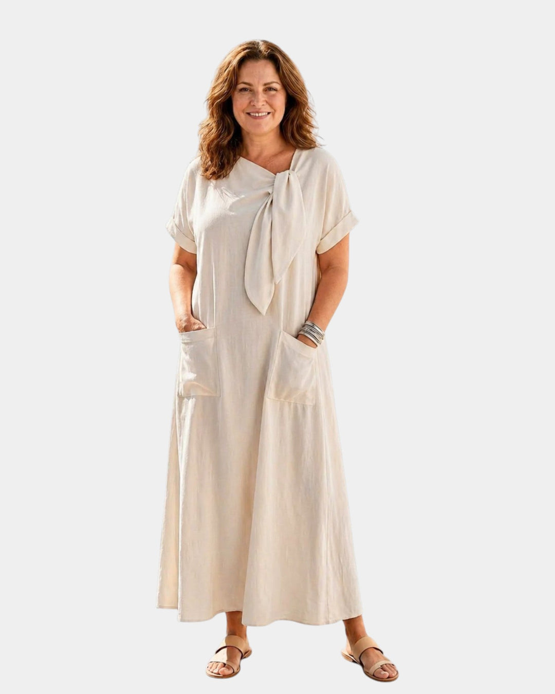 Jurk dames | Losvallende maxi jurk met strikdetail