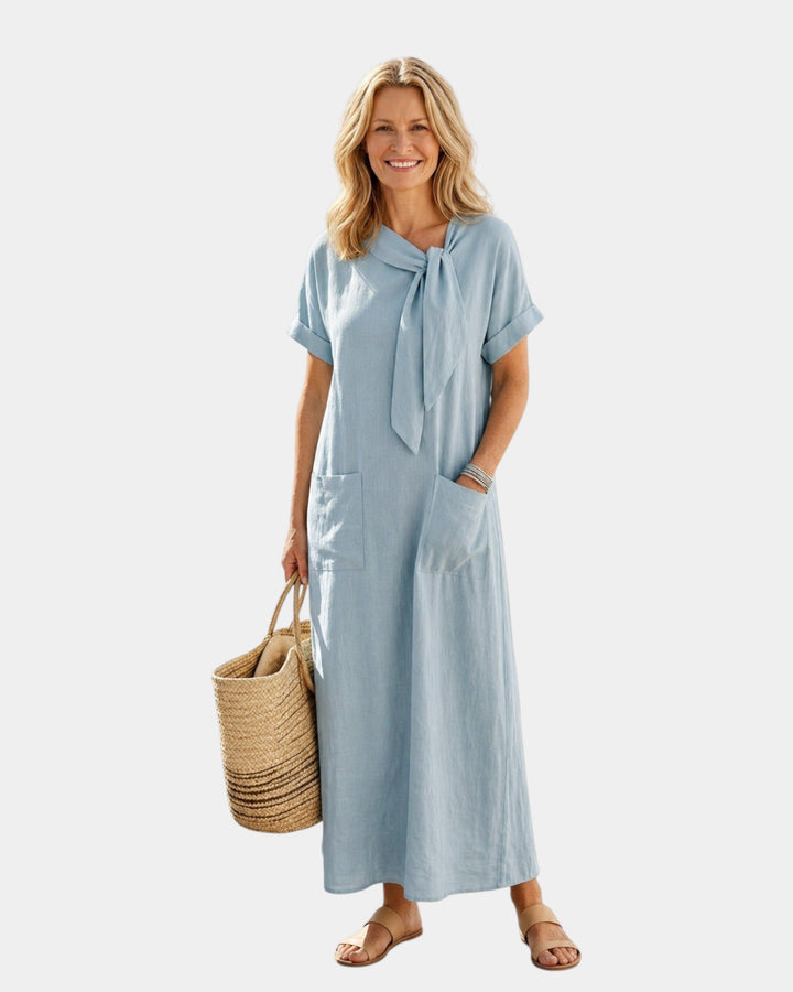 Jurk dames | Losvallende maxi jurk met strikdetail