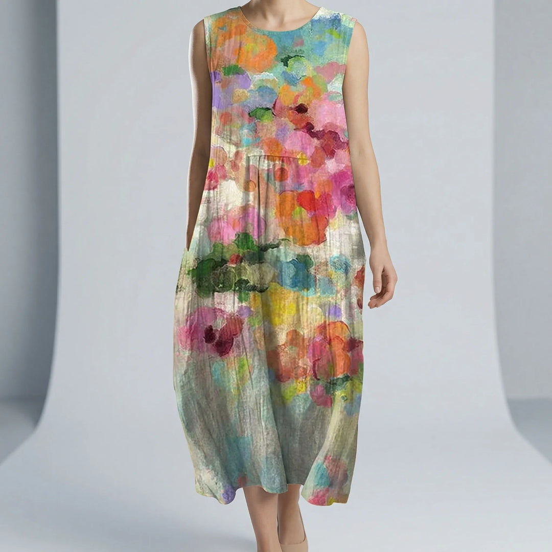 Jurk dames | Midi jurk met abstracte print