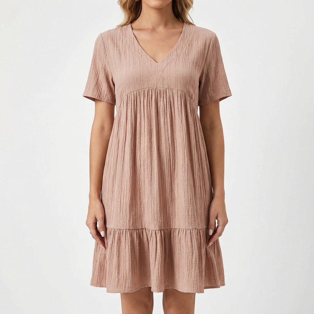 Jurk dames | Midi jurk met elegante pasvorm en lichte stof