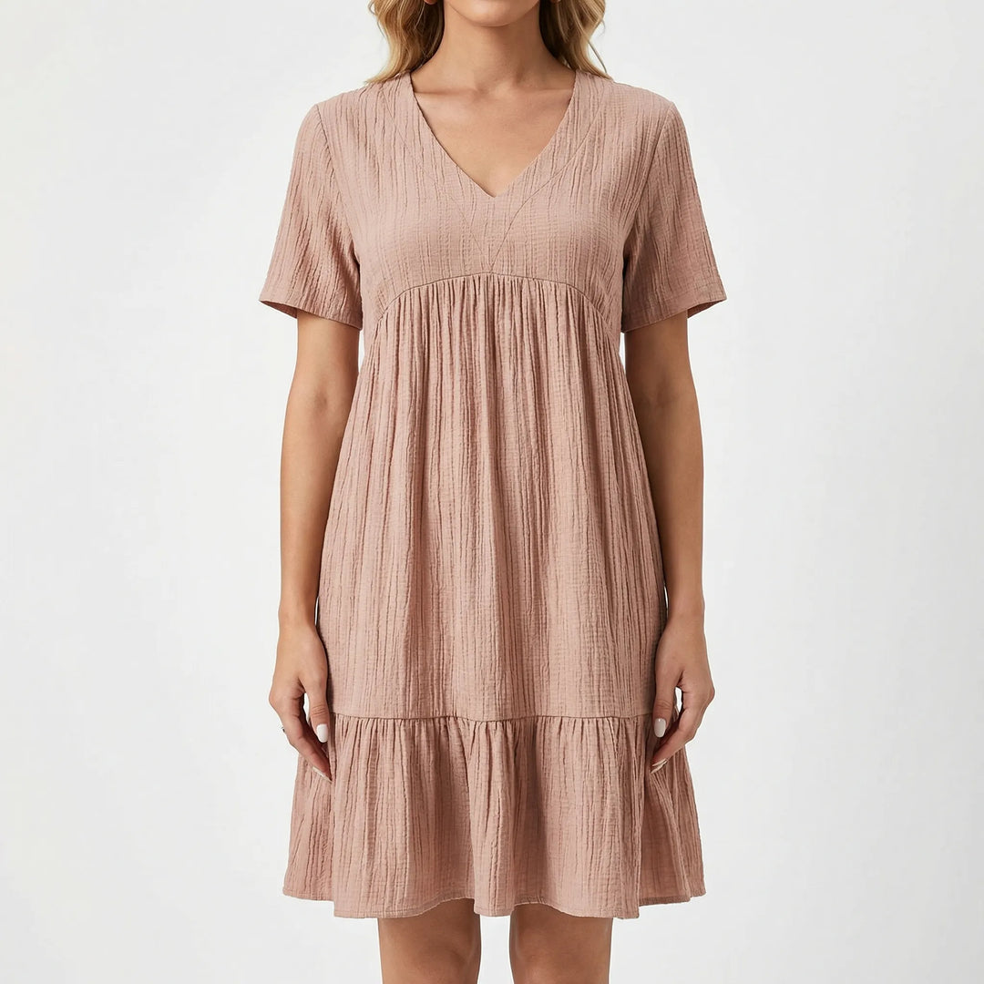 Jurk dames | Midi jurk met elegante pasvorm en lichte stof