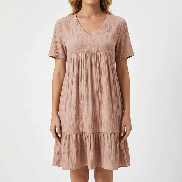 Jurk dames | Midi jurk met elegante pasvorm en lichte stof