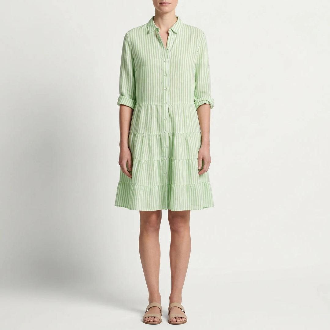 Jurk dames | Shirt jurk met tiered design en korte mouw