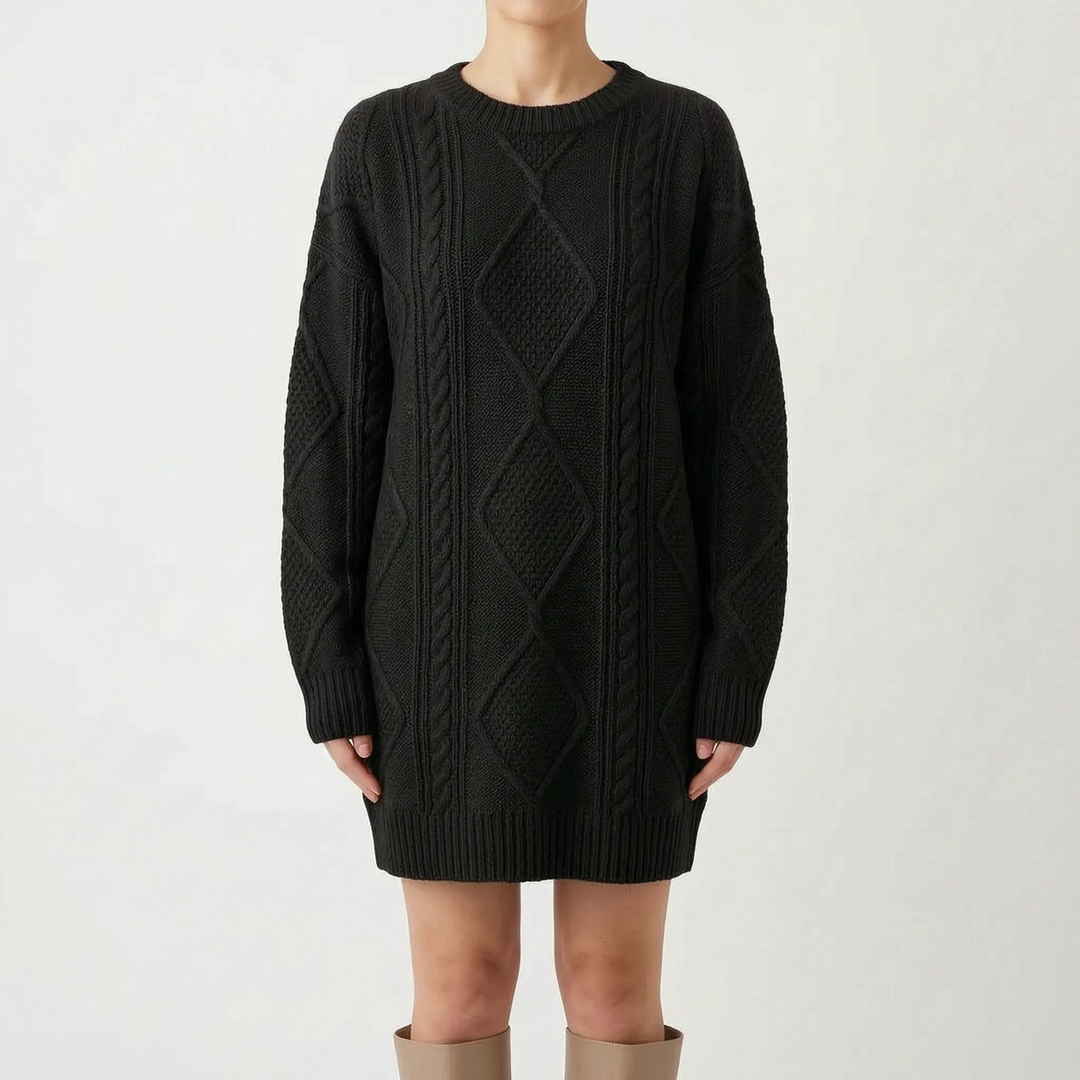 Kabeltrui dames | Oversized lang model met v-hals