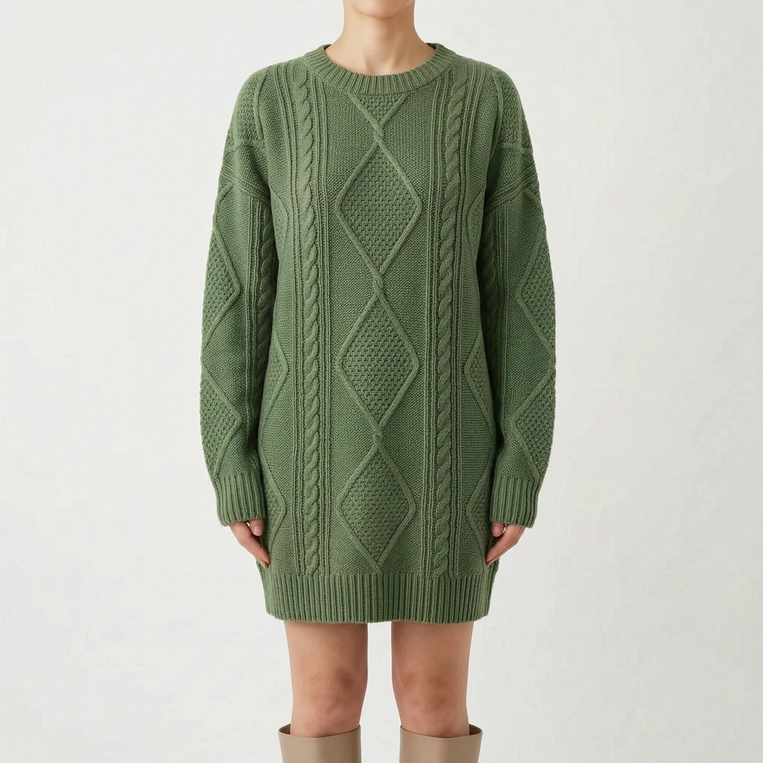 Kabeltrui dames | Oversized lang model met v-hals