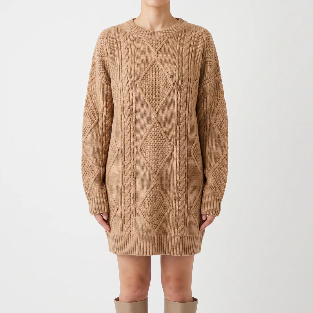 Kabeltrui dames | Oversized lang model met v-hals