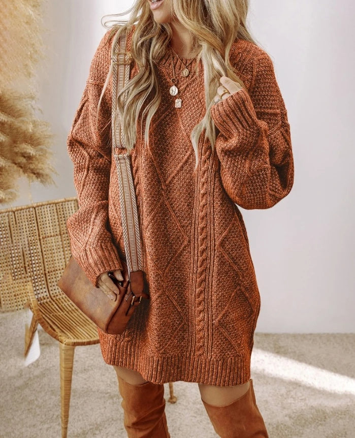 Kabeltrui dames | Oversized lang model met v-hals