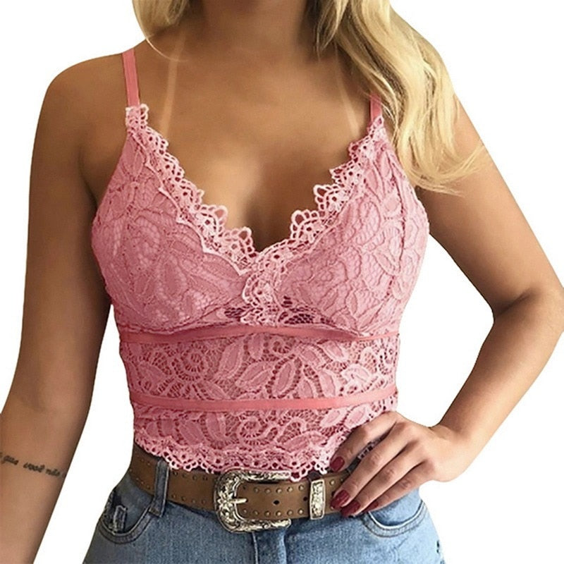 Kanten top dames | Elegante top met bloemen en V-hals