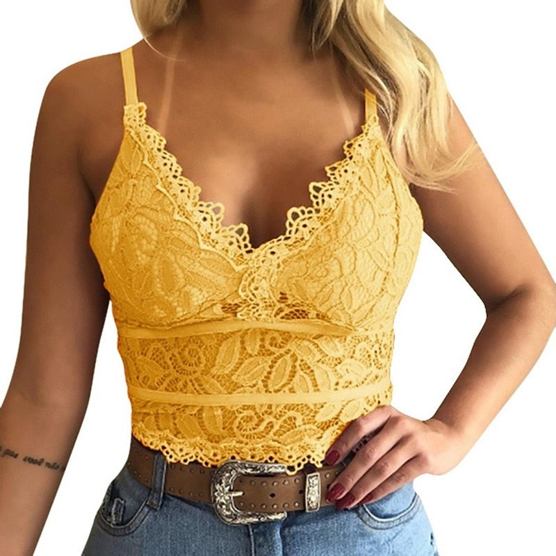 Kanten top dames | Elegante top met bloemen en V-hals