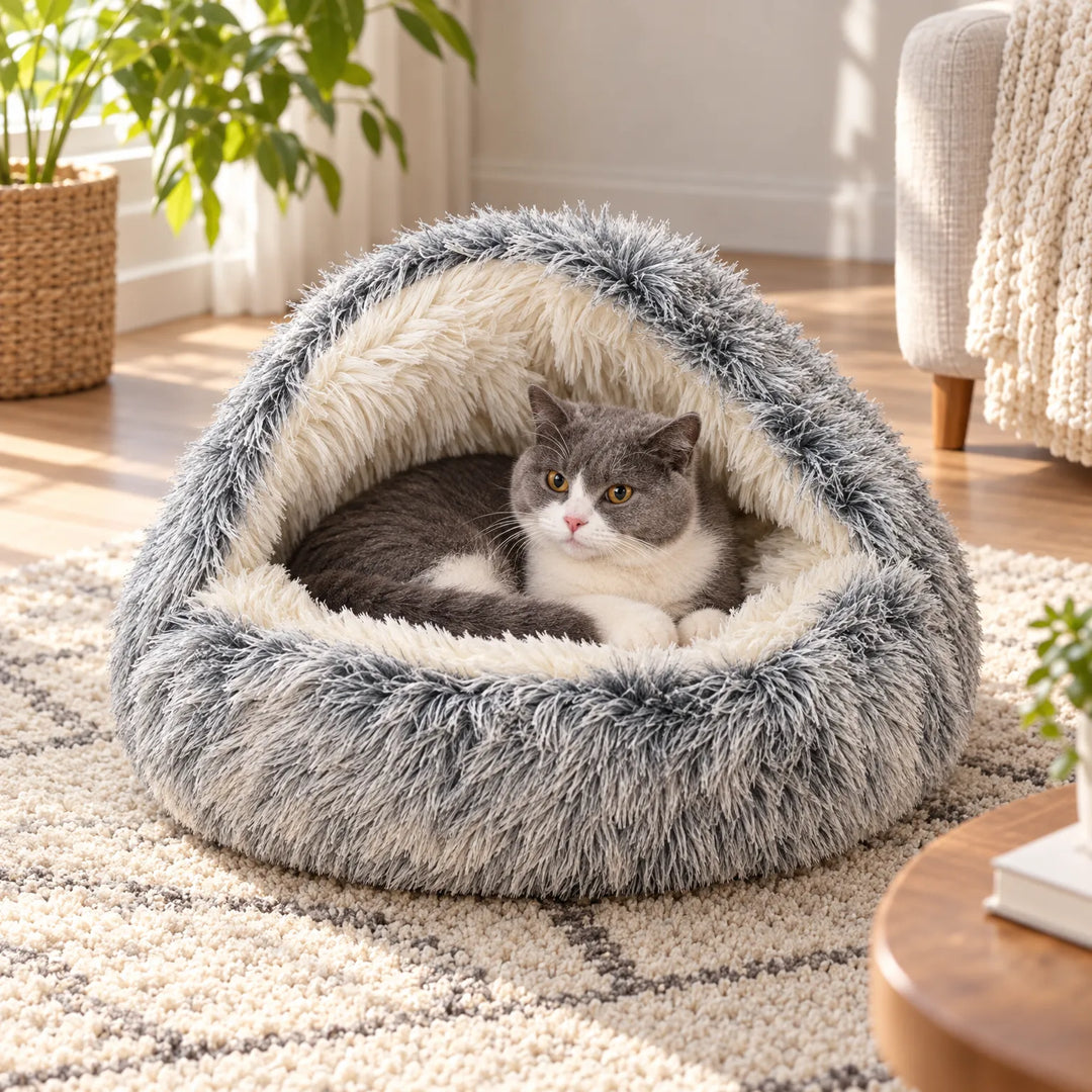 Kattenmand | Zachte pluche katten grot met hoge rand