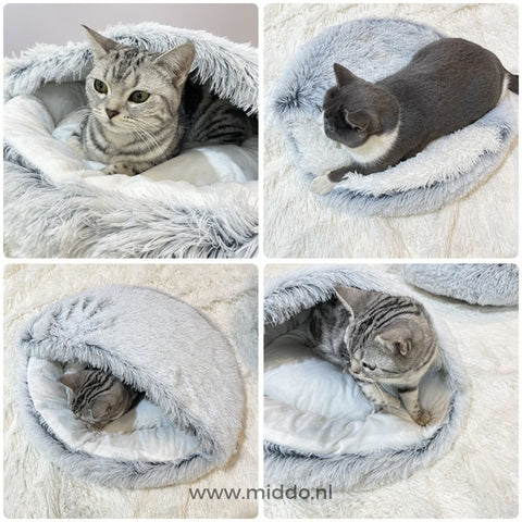 Kattenmand | Zachte pluche katten grot met hoge rand