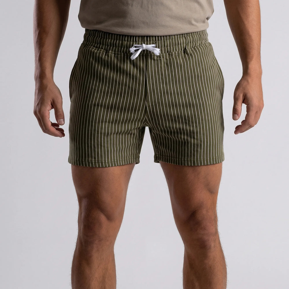 Korte broek heren | Gestreepte shorts met elastische taille