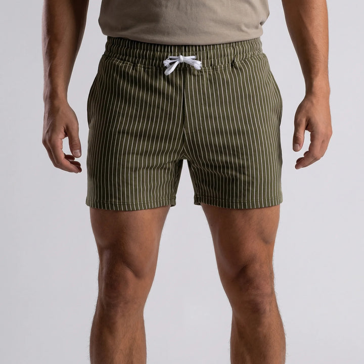 Korte broek heren | Gestreepte shorts met elastische taille