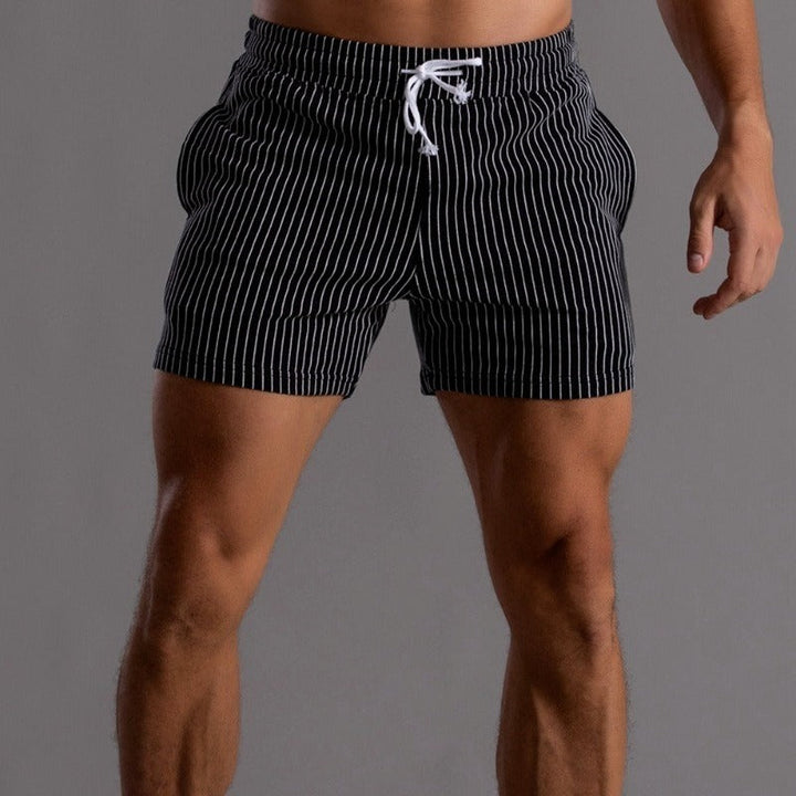 Korte broek heren | Gestreepte shorts met elastische taille