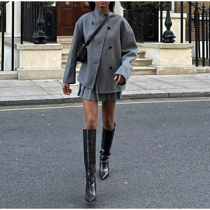 Korte jas dames | Elegante winterjas met dubbele knopen