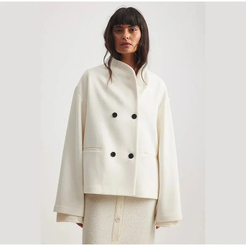 Korte jas dames | Elegante winterjas met dubbele knopen