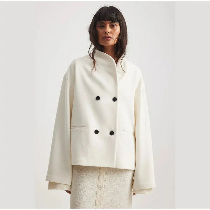 Korte jas dames | Elegante winterjas met dubbele knopen