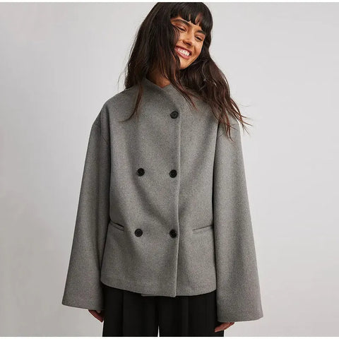 Korte jas dames | Elegante winterjas met dubbele knopen