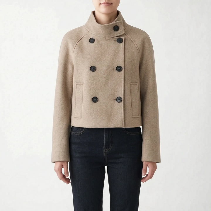 Korte jas dames | Elegante winterjas met dubbele knopen
