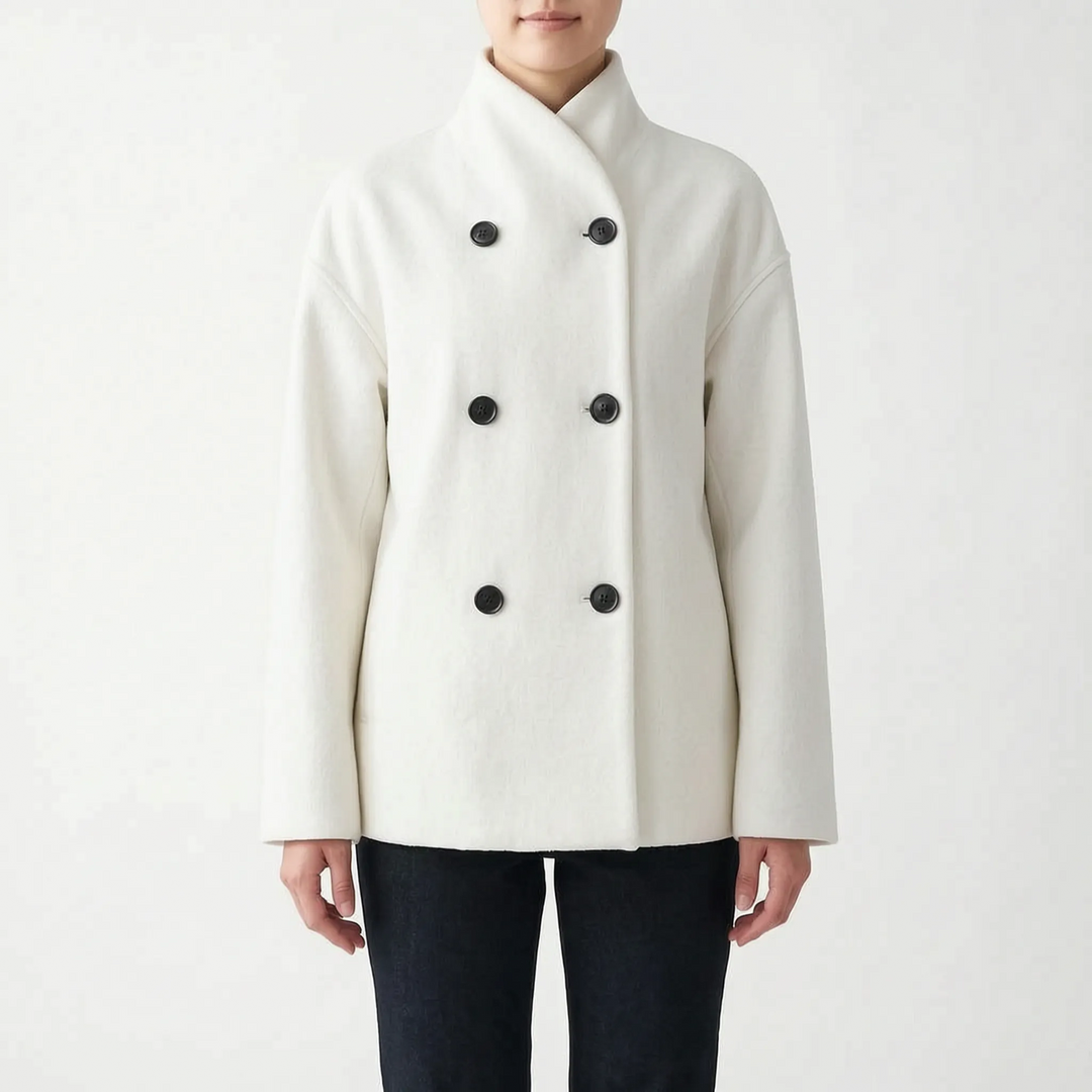 Korte jas dames | Elegante winterjas met dubbele knopen