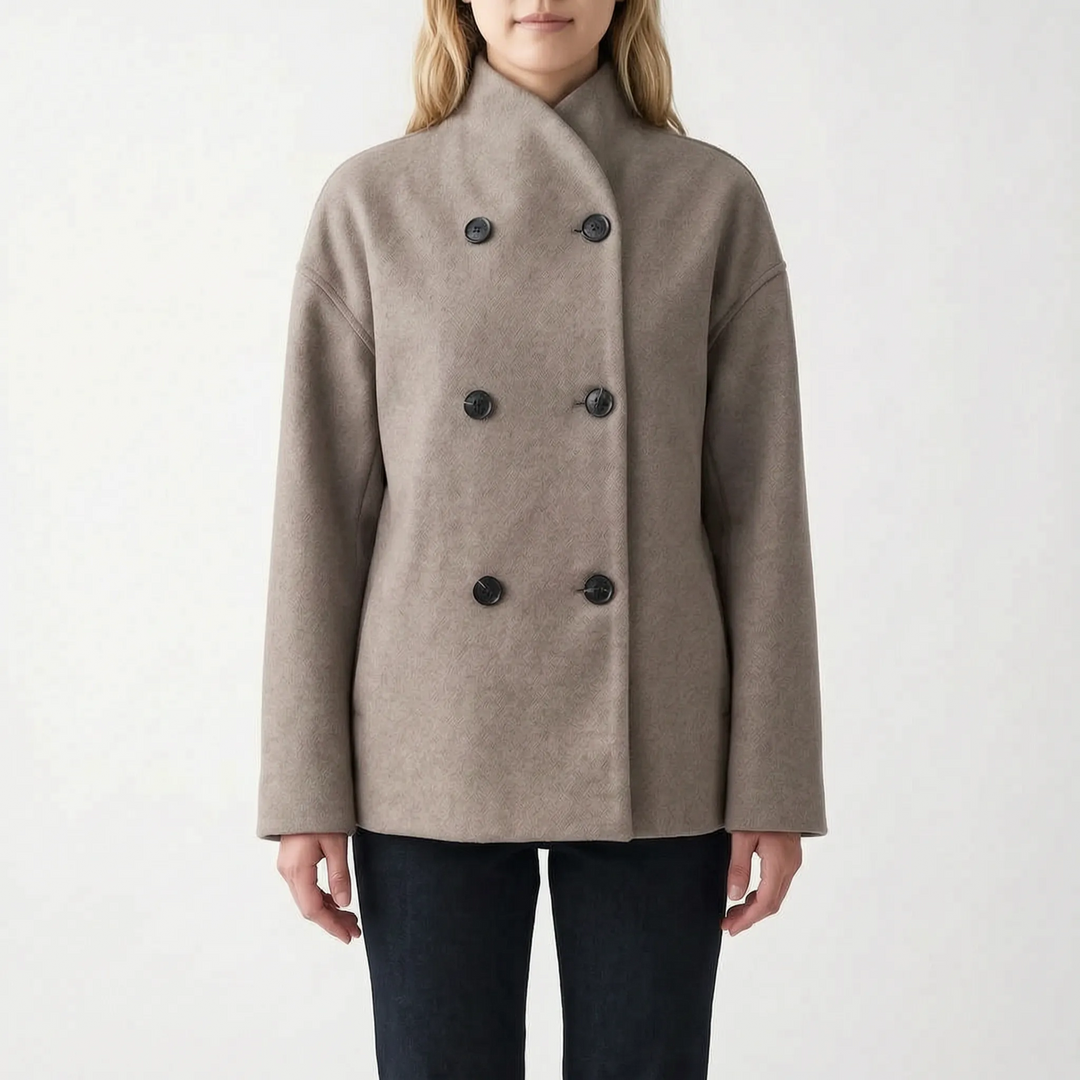Korte jas dames | Elegante winterjas met dubbele knopen