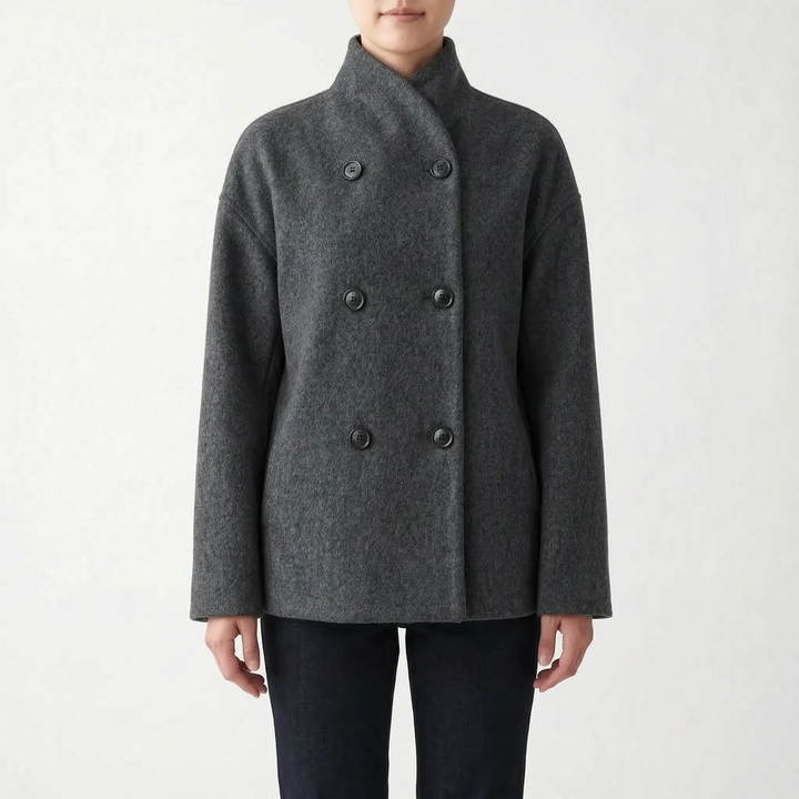 Korte jas dames | Elegante winterjas met dubbele knopen